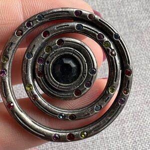 Elegant Patricia Locke Spiral Crystal Brooch